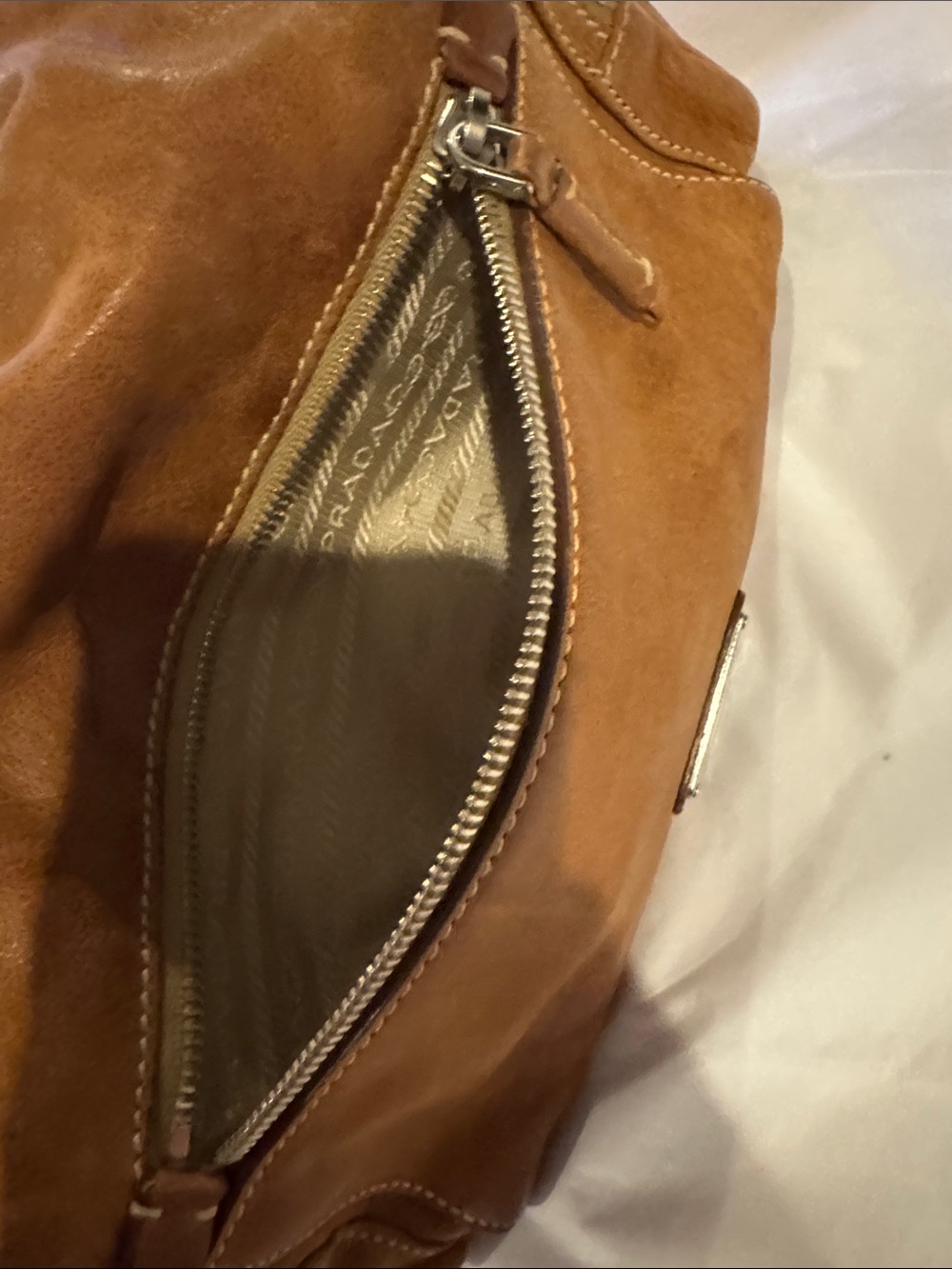 Prada Cognac Brown Leather Shoulder Bag with Front Lock - Picture 15 of 16